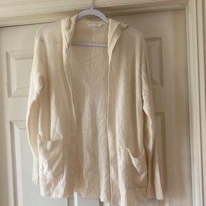 unsubscribed Cream Hooded Cardigan with Pockets Sz S.  Box5